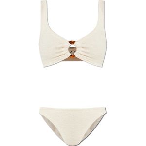 Hunza G, Dames, Badkleding, Beige, Maat: ONE Size Tweed,
