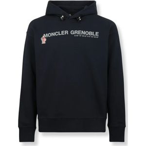 Moncler, Heren, Sweatshirts & Hoodies, Blauw, Maat: M Katoen,