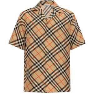 Burberry, Heren, Overhemden, Beige, Maat: L Zijde,