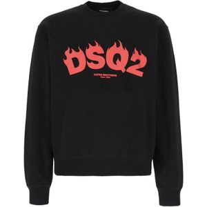Dsquared2 - Sweatshirt - Katoen - Zwart - Regular Fit