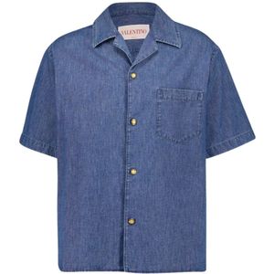 Valentino Garavani, Heren, Overhemden, Blauw, Maat: XL Denim,