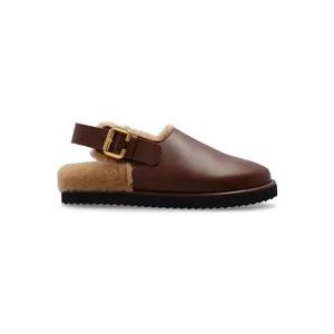 Chloé Leren Slides , Brown , Dames , Maat: 42 EU