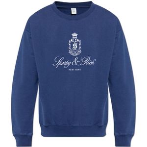 Sporty & Rich, unisex, Sweatshirts & Hoodies, Blauw, Maat: 2XL Katoen,
