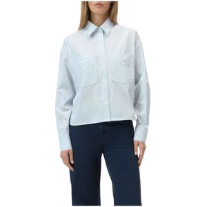Closed, Dames, Blouses & Shirts, Blauw, Maat: L Katoen,