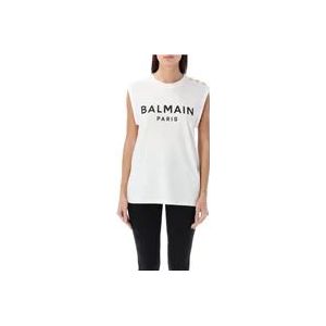 Balmain Bianco Ss24 Dames Tanktop , White , Dames , Maat: M