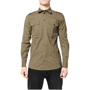 Dolce & Gabbana - T-shirt - Bruin - Lange Mouwen - Met Borstzakken