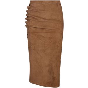 Rabanne, Dames, Rokken, Bruin, Maat: XS Leer,