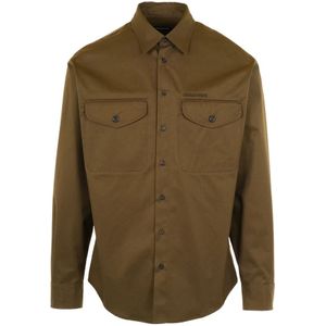 Dsquared2, Heren, Overhemden, Groen, Maat: M Katoen,