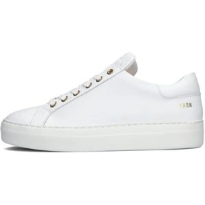 Nubikk Witte Leren Sneakers met Gouden Accenten , White , Dames , Maat: 36 EU