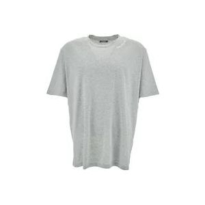 Balmain Grijze T-shirt met Logo Borduursel , Gray , Heren , Maat: L