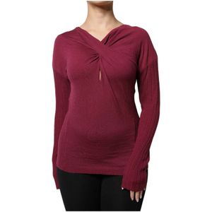 Roberto Cavalli - Keyhole Gebreide Pullover Trui - Rood - Dames - Wol