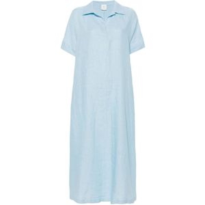 Eleventy, Dames, Jurken, Blauw, Maat: XS Linnen,