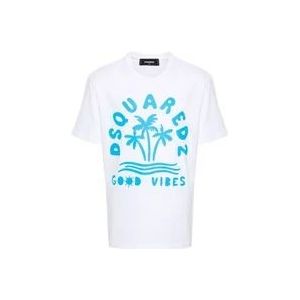 Dsquared2 Grafische Print T-shirts en Polos , White , Heren , Maat: S
