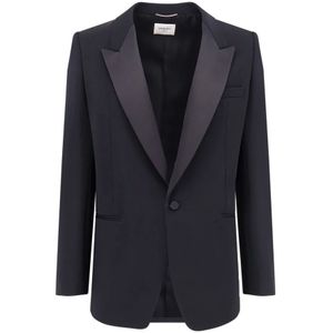 Saint Laurent, Heren, Jassen, Zwart, Maat: XL Wol,