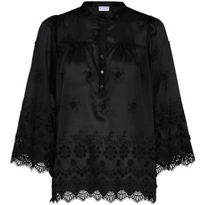 IN Front, Dames, Blouses & Shirts, Zwart, Maat: S Katoen,