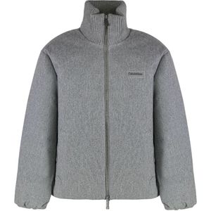 Calvin Klein - Gewatteerd Jack - Grijs - Heren - Leer