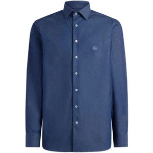 Etro, Heren, Overhemden, Blauw, Maat: L Katoen,
