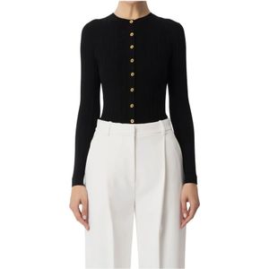 Elisabetta Franchi - Floral Jacquard Cardigan - Zwart - Dames
