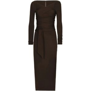 Dolce & Gabbana, Dames, Jurken, Bruin, Maat: XS Satijn,
