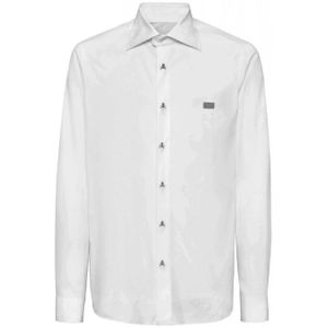 Philipp Plein, Heren, Overhemden, Wit, Maat: M Katoen,