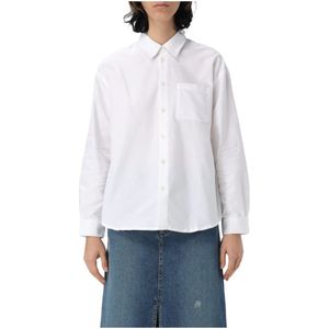 A.p.c., Dames, Blouses & Shirts, Wit, Maat: S Denim,