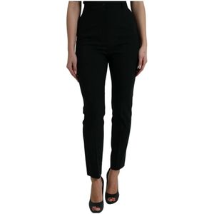 Dolce & Gabbana, Dames, Broeken, Zwart, Maat: S Wol,
