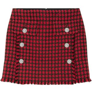 Versace Tweed Check Rok Rood/Zwart Vrouwen , Red , Dames , Maat: XS