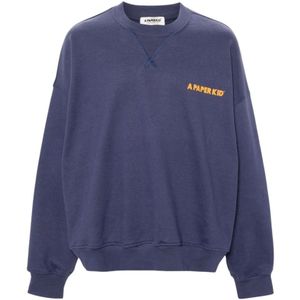 A Paper Kid, Heren, Sweatshirts & Hoodies, Blauw, Maat: XL Katoen,