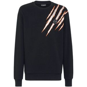 Plein Sport, Heren, Sweatshirts & Hoodies, Zwart, Maat: L