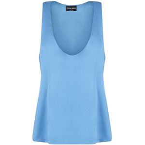 Giorgio Armani, Dames, Tops, Blauw, Maat: S Zijde,