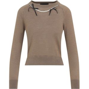 Simone Rocha - Classic Merino Wool and Silk Pullover - Bruin - Dames