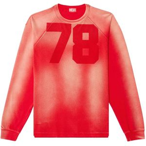 Diesel, Heren, Sweatshirts & Hoodies, Rood, Maat: S Synthetisch,