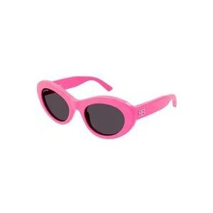 Balenciaga Roze Frame Grijze Lens Zonnebril , Pink , Dames , Maat: 55 MM