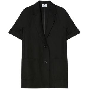 Marina Rinaldi, Dames, Jassen, Zwart, Maat: L Linnen,