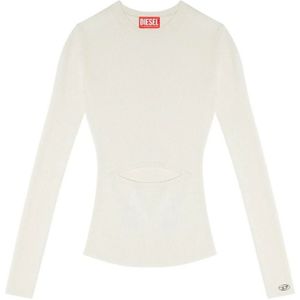 Diesel - Geribbelde Top - Beige - Dames - Wolmix