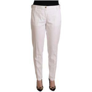 Jacob Cohen - Mid Waist Tapered Broek - Wit - Hoogwaardige Stof