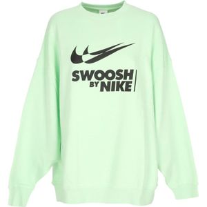 Nike Groen/Zwart Crewneck Sweatshirt met Swoosh Logo , Green , Dames , Maat: L