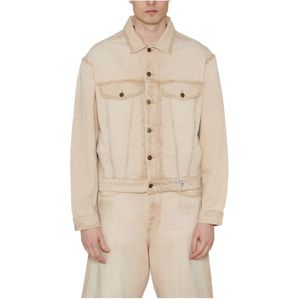 Guess, Heren, Jassen, Beige, Maat: S Denim,