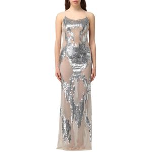 Elisabetta Franchi, Dames, Jurken, Grijs, Maat: L