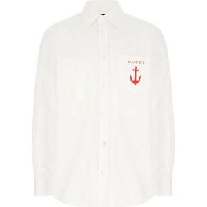 Gucci, Heren, Overhemden, Wit, Maat: S Katoen,