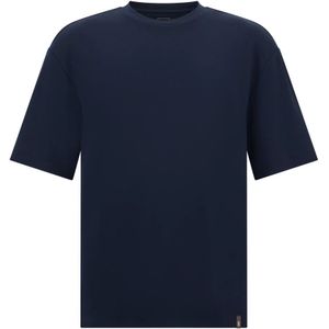 Boggi Milano - Shirt - Donkerblauw - Ronde Hals - Halve Mouw
