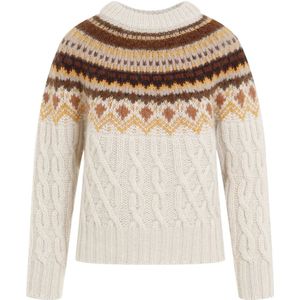 Moncler Lichtbeige Crewneck Sweater , Multicolor , Dames , Maat: M