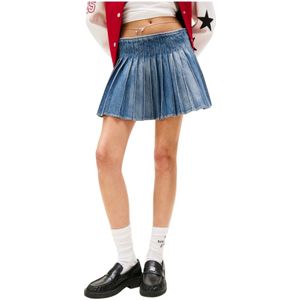 Tommy Jeans - Tommy Girl Pleated D - Minirok - Blauw - Katoen