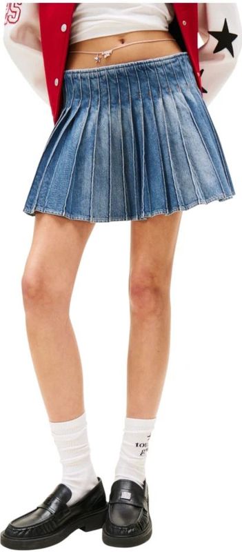Tommy Jeans - Tommy Girl Pleated D - Minirok - Blauw - Katoen