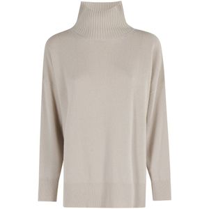 Roberto Collina, Dames, Truien, Beige, Maat: S Linnen,