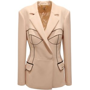 Elisabetta Franchi, Dames, Jassen, Beige, Maat: XL Leer,