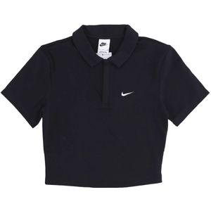 Nike Korte Mouw Polo Crop Top Zwart/Wit , Black , Heren , Maat: S