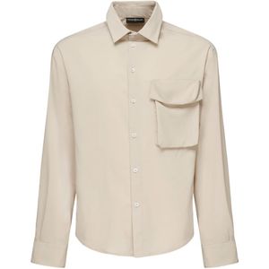 Giuliano Galiano, Heren, Overhemden, Beige, Maat: XL Viscose,