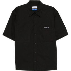 Off White, Heren, Overhemden, Zwart, Maat: M Katoen,