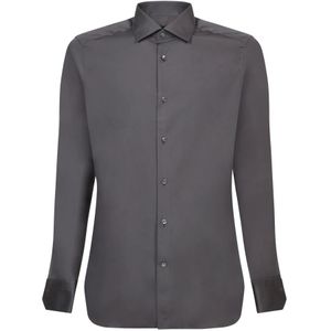 Zegna, Heren, Overhemden, Grijs, Maat: M Katoen,
